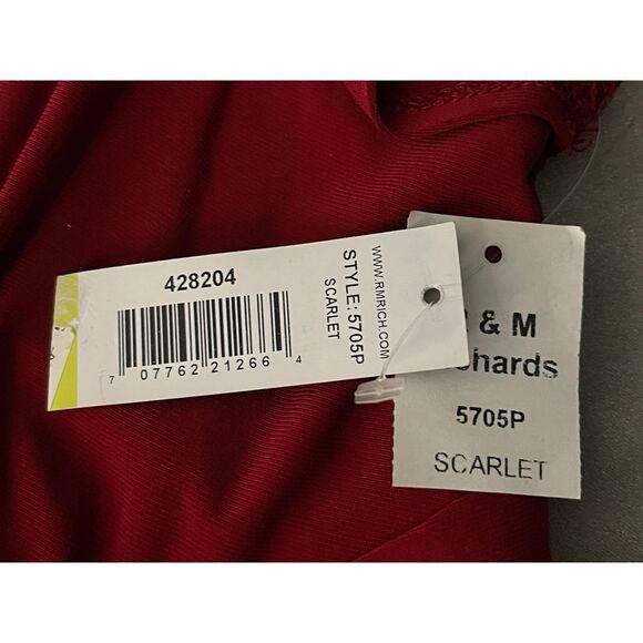 R&M Richards|Scarlet Faux Wrap Dress with Waist Embellishment Red Size 4P NEW wi - Picture 8 of 9